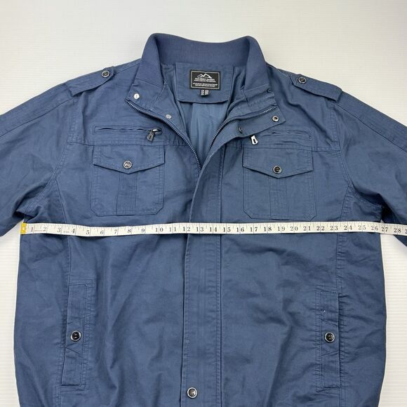 Men’s 2XL Blue Outdoor Cotton Bomber Jacket Utility Pockets Casual Workwear - Picture 7 of 9